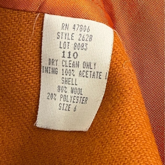 Oleg Cassini Vintage orange wool blend blazer jacket, doublebreasted buttons, M - Picture 10 of 14
